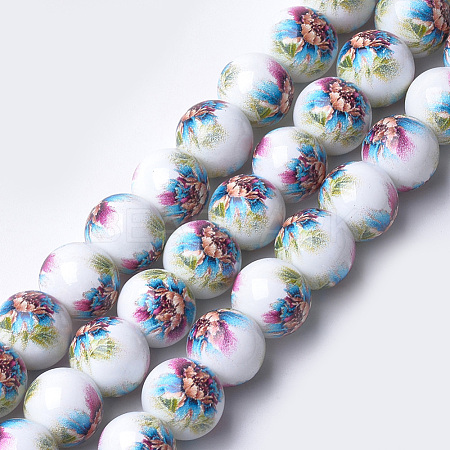 Printed & Spray Painted Glass Beads GLAA-S047-02C-03-1