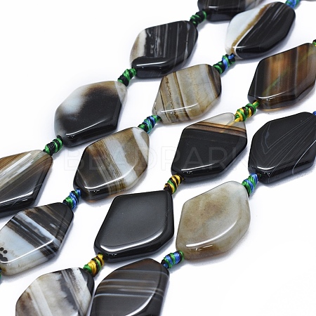 Natural Banded Agate/Striped Agate Beads Strands G-I245-57A-1