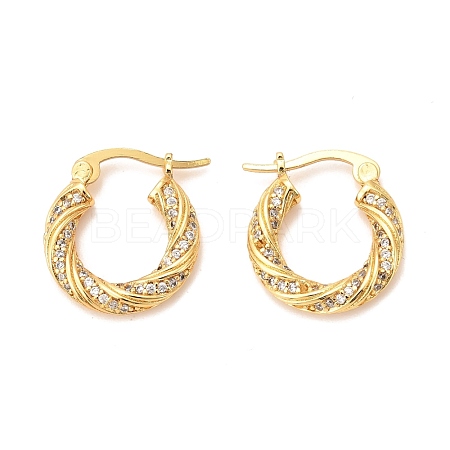 Left and Right Brass Micro Pave Cubic Zirconia Hoop Earrings EJEW-F273-08G-1