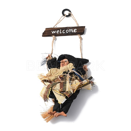 Halloween Flying Witch Cloth Hanging Decorations HJEW-K039-01B-1