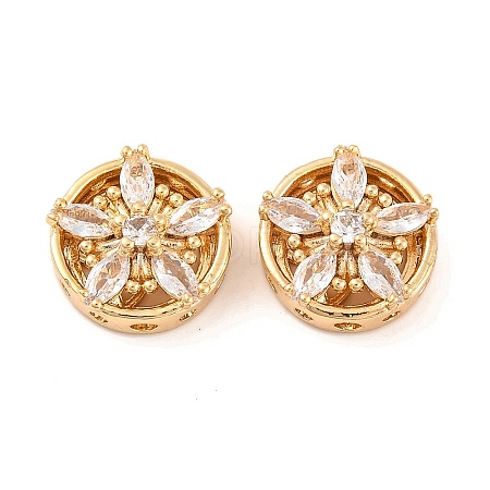 Brass Micro Pave Clear Cubic Zirconia Beads KK-S389-27G-1