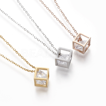 304 Stainless Steel Pendant Necklaces NJEW-O118-22-1