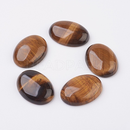 Natural Tiger Eye Flat Back Cabochons G-G741-13x18mm-01-1