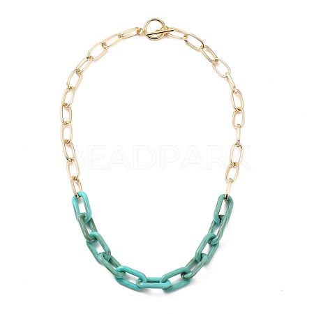 Acrylic & Aluminum Paperclip Chain Necklaces NJEW-JN02953-02-1