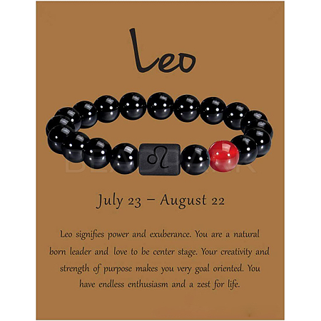 12 Constellation Natural Round Carnelian Beads Stretch Bracelets WGD22B0-11-1