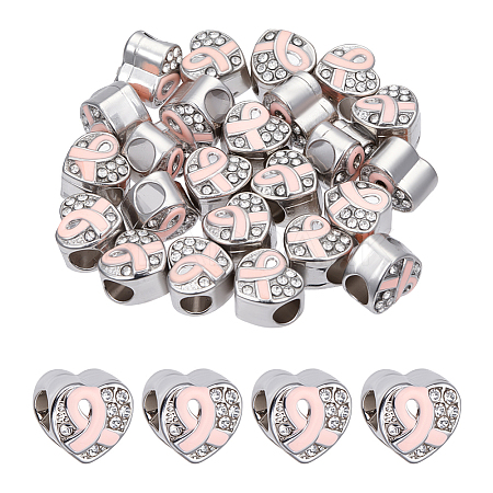 24Pcs Plated Alloy Rhinestone European Beads MPDL-NB0001-13-1