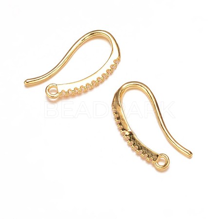 Brass Micro Pave Cubic Zirconia Earring Hooks X-ZIRC-K018-02G-1