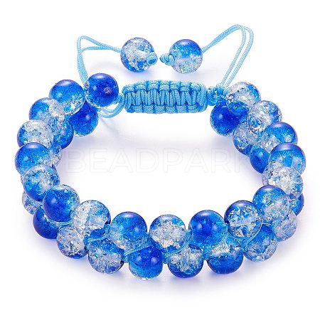 Sparkling Round Glass Braided Bead Bracelet BJEW-SW00082-20-1