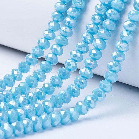 Electroplate Glass Beads Strands EGLA-A034-P8mm-B15-1