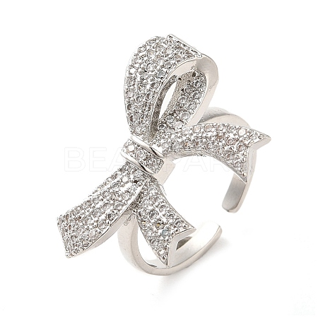 Brass Micro Pave Cubic Zirconia Cuff Rings RJEW-P102-02P-1