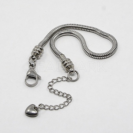 304 Stainless Steel European Round Snake Chains Bracelets STAS-J015-05-1