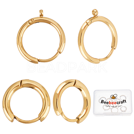 4 Pairs 2 Style 304 Stainless Steel & 316 Surgical Stainless Steel Huggie Hoop Earring STAS-BBC0001-08-1