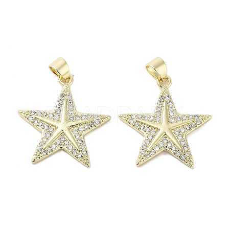 Rack Plating Star Brass Micro Pave Cubic Zirconia Pendants KK-E102-11G-1