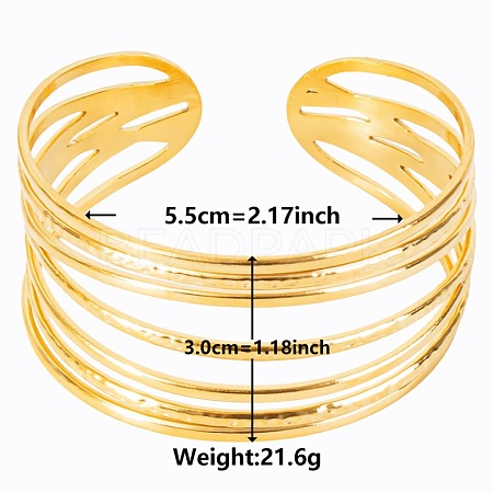 Stylish European and American 304 Stainless Steel Cuff Bangles for Women YJ8561-2-1