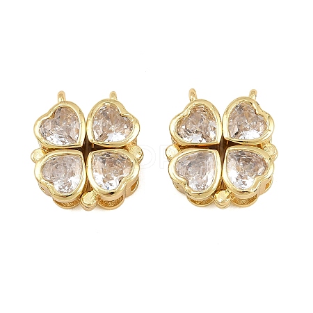Brass Pave Clear Cubic Zirconia Connector Charms Magnet Links CU-CBA48B8-02G-1