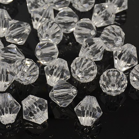 Faceted Bicone Transparent Acrylic Beads DBB18MM01-1
