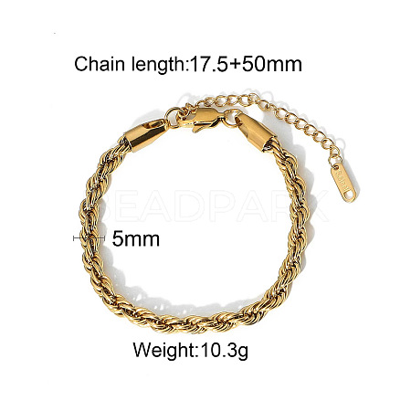 European Style 304 Stainless Steel Rope Chain Bracelet for Women HM2215-6-1