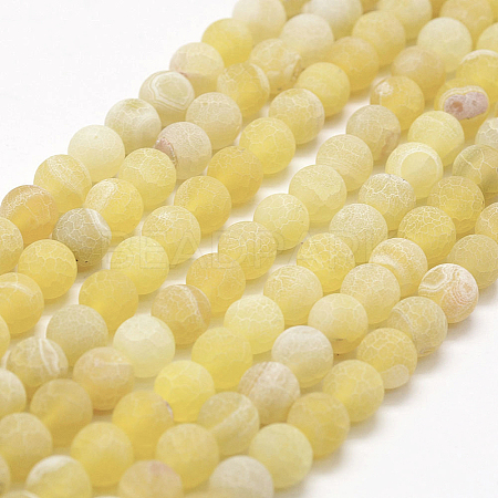 Frosted Natural Weathered Agate Beads Strands G-F367-8mm-11-1