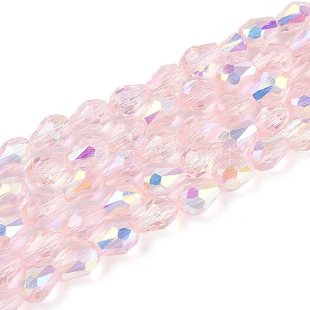 Transparent Electroplate Glass Beads Strands LS-EGLA-N023-6x8mm-A03-1