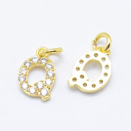 Brass Micro Pave Grade AAA Cubic Zirconia Charms ZIRC-P067-11G-Q-NR-1