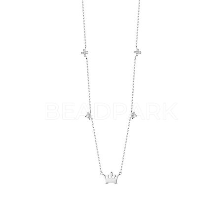 SHEGRACE 925 Sterling Silver Necklace with Crown Pendant JN676A-1