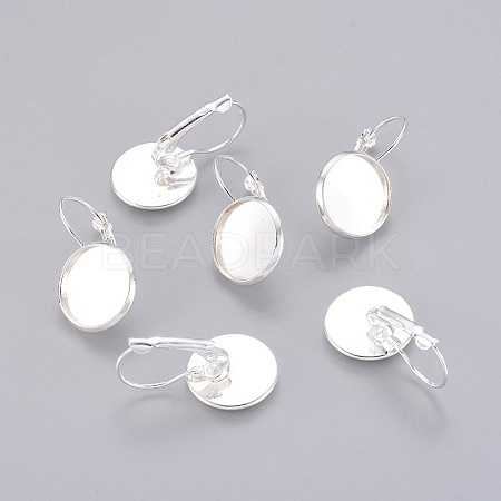 Brass Leverback Earring Findings KK-C1244-14mm-S-NF-1