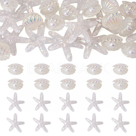 26Pcs 2 Styles UV Plating Ocaen Theme Transparent Resin Cabochons CRES-TA0001-54-1