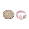 Glass Round Ball Braided Bead Style Finger Ring RJEW-JR00600-01-3