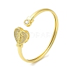 Rack Plating Brass Cubic Zirconia Heart with Jesus Cuff Bangle for Women BJEW-M298-09G-3
