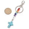 Dyed Synthetic Turquoise Cross Keychain KEYC-JKC01041-3