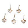 Brass Pave Clear Cubic Zirconia Stud Earring Findings KK-N235-041-2