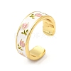 Brass Enamel Cuff Rings RJEW-P166-05G-02-4