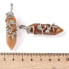 Natural Red Aventurine Double Terminal Pointed Pendants G-C144-03P-07-3