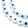 Handmade Evil Eye Lampwork Flat Round Bead Strands LAMP-L058-8mm-14-3