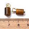 Natural Mixed Gemstone Column Charms with 304 Stainless Steel Jump Rings G-Q032-01-3