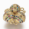Brass Micro Pave Cubic Zirconia Magnetic Clasps with Loops ZIRC-L082-B-02-G-1