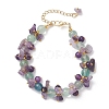 Brass & Natural Mixed Gemstone Chip & Round Beads Bracelets for Women BJEW-JB13151-03-2