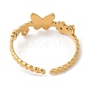 304 Stainless Steel Hollow Flower with Butterfly Open Cuff Rings for Women STAS-D085-05G-3