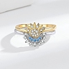 2Pcs 2 Style Cubic Zirconia Open Cuff Rings Set RJEW-B050-01-5