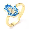 Adjustable Real 18K Gold Plated Brass Enamel Finger Rings RJEW-L071-24G-3