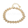 Rack Plating Brass Pave Clear Cubic Zirconia Arrow Link Chain Bracelets for Women BJEW-R317-04G-1