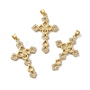 Rack Plating Brass Micro Pave Clear Cubic Zirconia Pendants KK-F853-03G-3