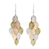 430 Stainless Steel Leaf Dangle Earrings EJEW-A137-06P-05-4
