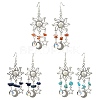 3 Pairs 3 Style Natural Mixed Gemstone Chips Chandelier Earrings EJEW-TA00337-1