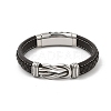 Braided Microfiber Leather Cord Bracelets for Men BJEW-Z081-03P-02-4