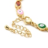 Enamel Evil Eye & Glass Oval Link Chain Bracelet BJEW-G663-01G-01-4