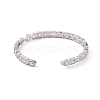 Cubic Zirconia Heart & Rectangle Open Cuff Bangle BJEW-F445-02P-02-3