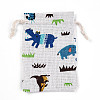 Animals Printed Polycotton(Polyester Cotton) Packing Pouches Drawstring Bags ABAG-T004-10x14-34-1