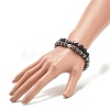 2Pcs 2 Style Natural Lava Rock & Synthetic Hematite Stretch Bracelets Set with Word Love Brass Beads BJEW-JB08186-3