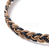 Cowhide Leather Braided Twist Rope Choker Necklace with Brass Clasp for Women NJEW-JN04167-5